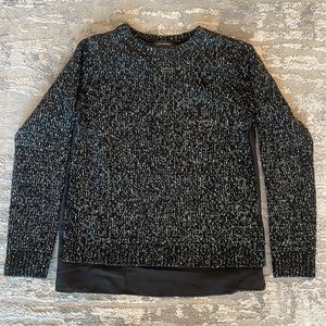 Club Monaco Kaelane Black & White Wool Blend Layered Sweater XS